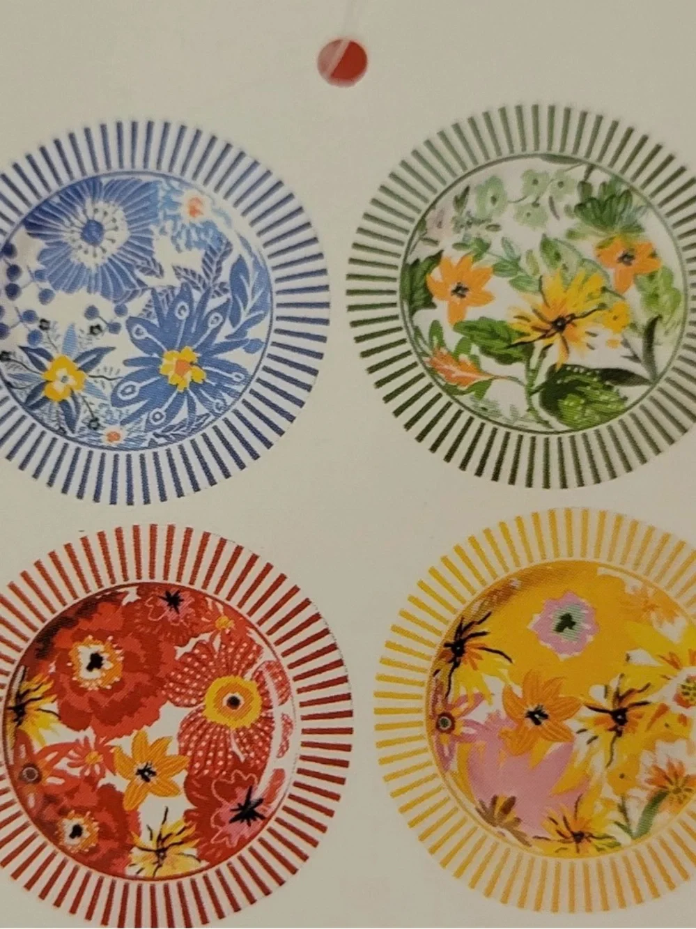 Hobby Lobby Floral & Striped Melamine 11” Dinner Plates Summer Vibrant 4pk Set